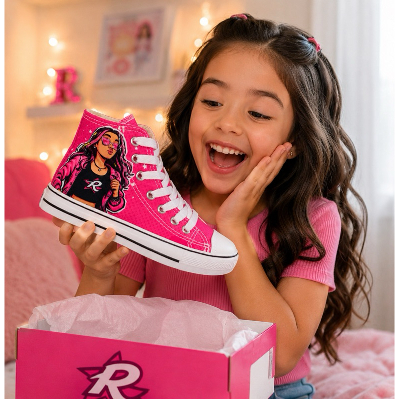 tênis Emilly Vick sapato infantil rosa all star cano alto escola dos rosas sapato
