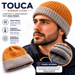 Touca Masculina Adulto Forrada De Lã Peluciada Gorro de Inverno Quentinha