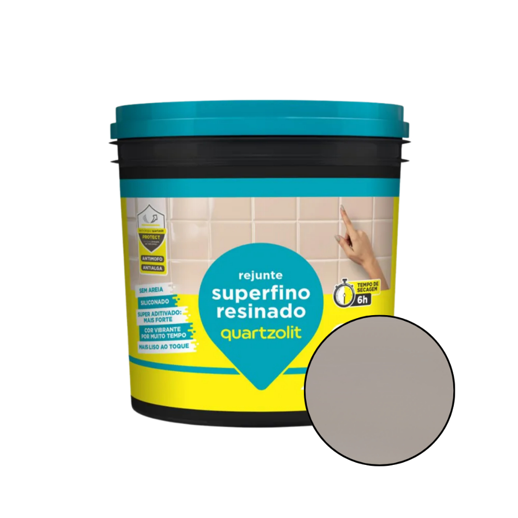 Rejunte Superfino Premium Cimentício Cor Cinza Outono Antimofo Resinado 2kg - Quartzolit