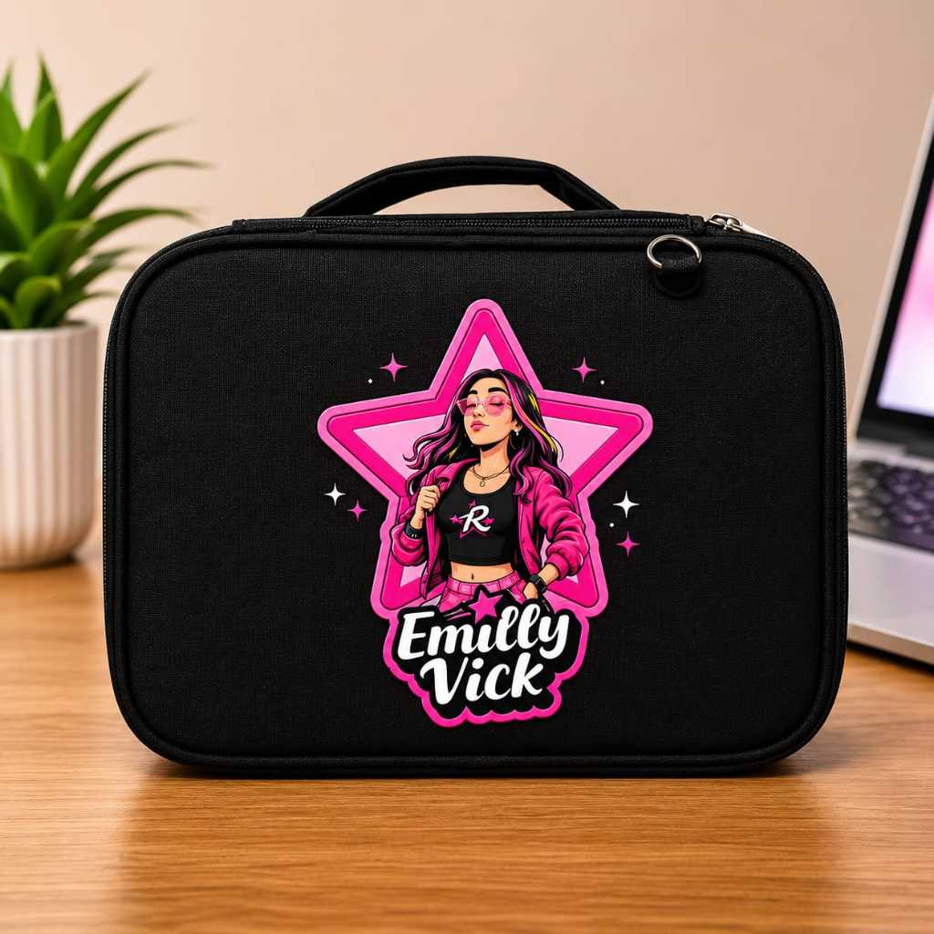 ESTOJO ORGANIZADOR BOX GRANDE GUERREIRAS DO K-POP HUNTRIX IDEAL PRA ESCOLA de suas filhas.