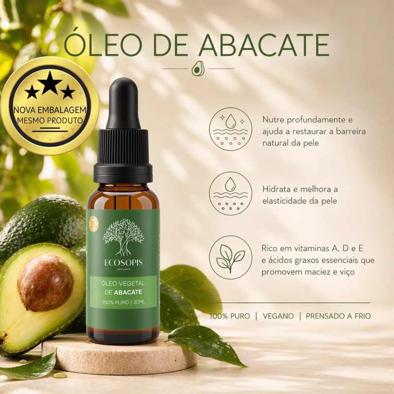 Oleo Vegetal de Abacate 100% puro