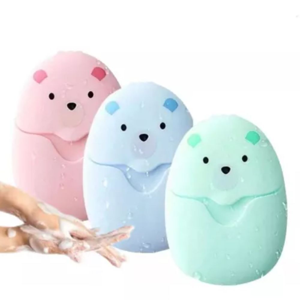 SABONETE EM FOLHAS PORTÁTIL COM 50 FOLHAS MINI SABONETE PARA VIAGEM E BOLSA