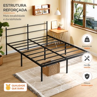 Estrado de Metal para Cama de Casal e Cama de Solteiro Reforçado Dobrável Fácil de Montar