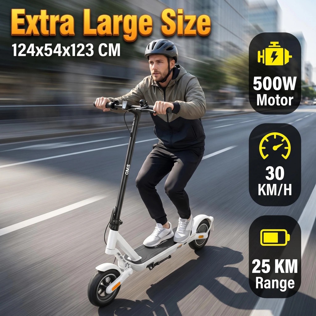 GM5 P5 Patinete Elétrico Adulto, 500W Scooter Eletrica, 30km/h Velocidade Máxima, Autonomia 25km