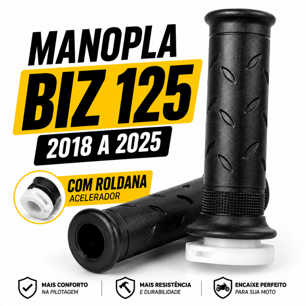 Par Manopla Moto Honda Biz 125 Com Roldana 2018 Até 2025 (Vazada)