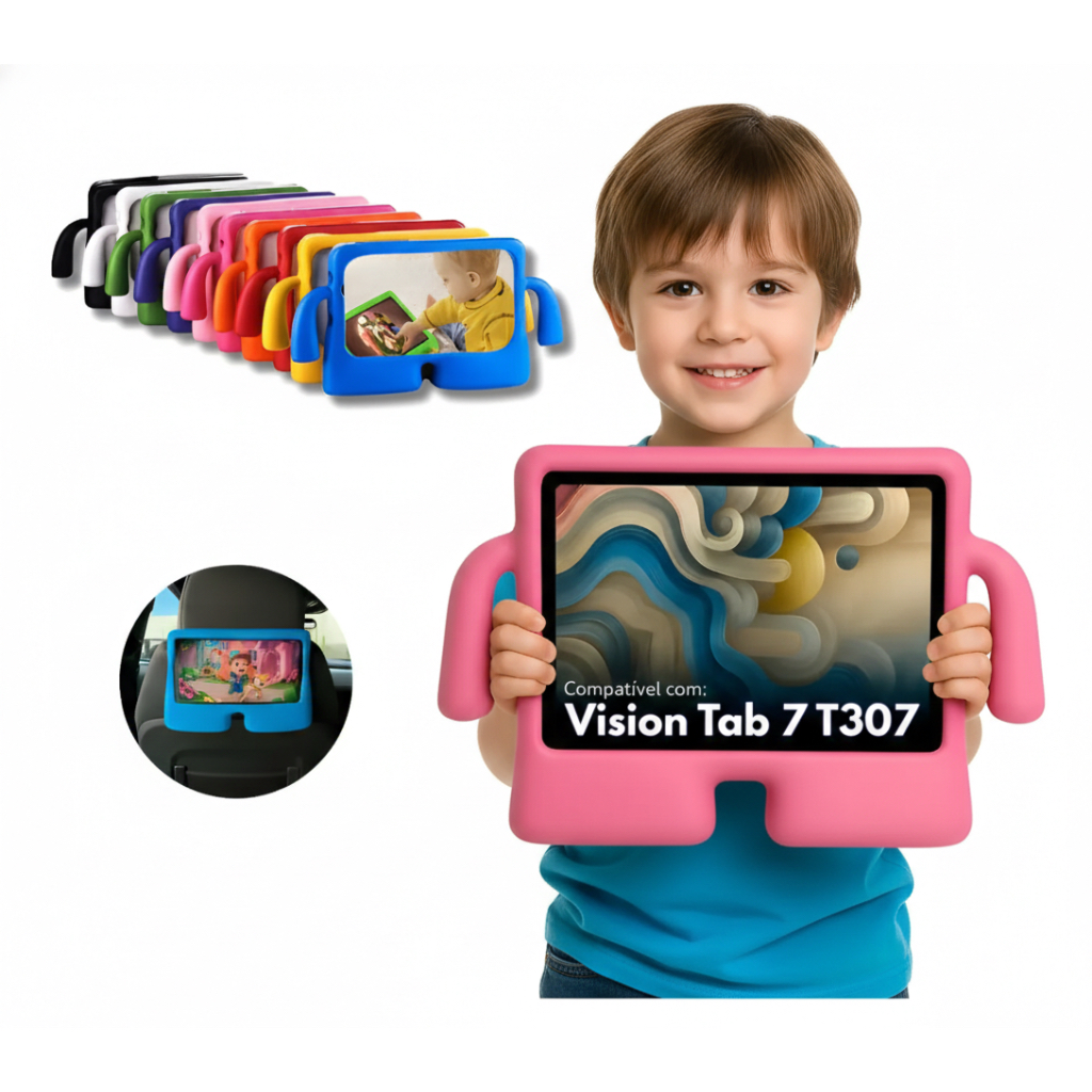 Capa Bracinho Infantil P/ Tablet Tab A9 X110 Tela 8.7 + Película de cerâmica Capa anti shock anti queda  a11 x133