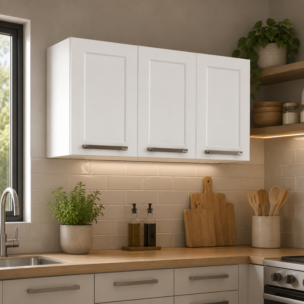 Armário de Cozinha Aéreo Itatiaia Aço 3 Portas Florença 105 CM  Branco Neve