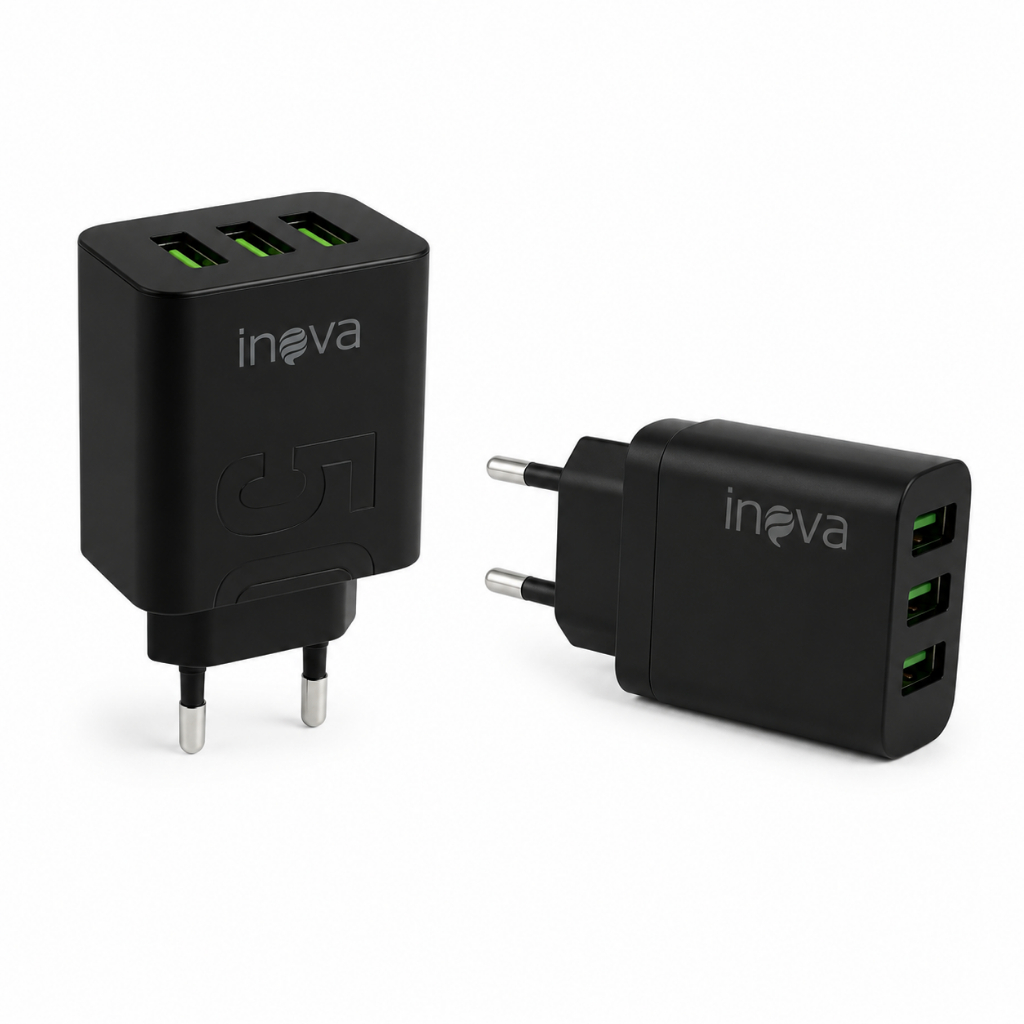 Fonte Carregador Turbo Inova 3 USB 4.1A Carregamento Rápido