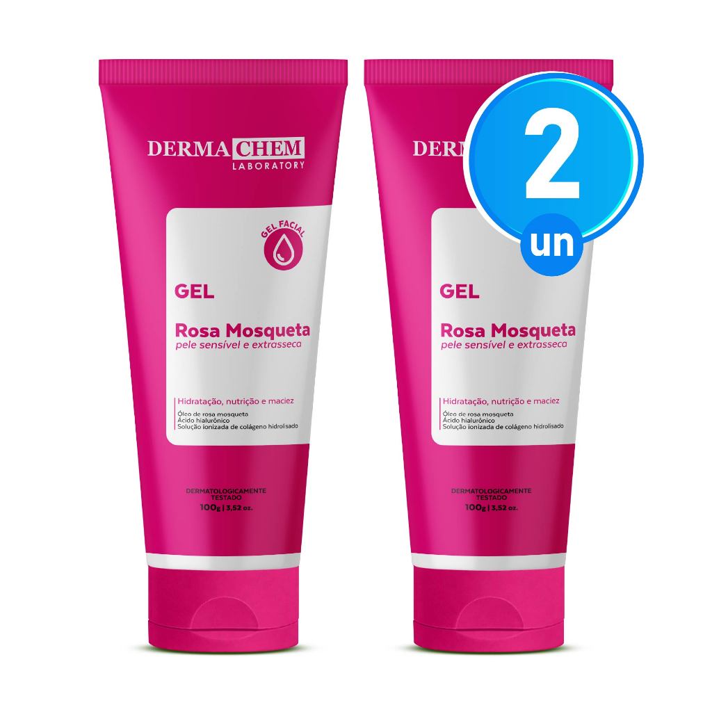 Kit 2 Gel Facial Antiressecamento Rosa Mosqueta 100g Dermachem