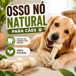 Osso Nó Natural Cachorro Mordedor Petisco Cães Higiene Bucal Anti Estresse 100% Natural