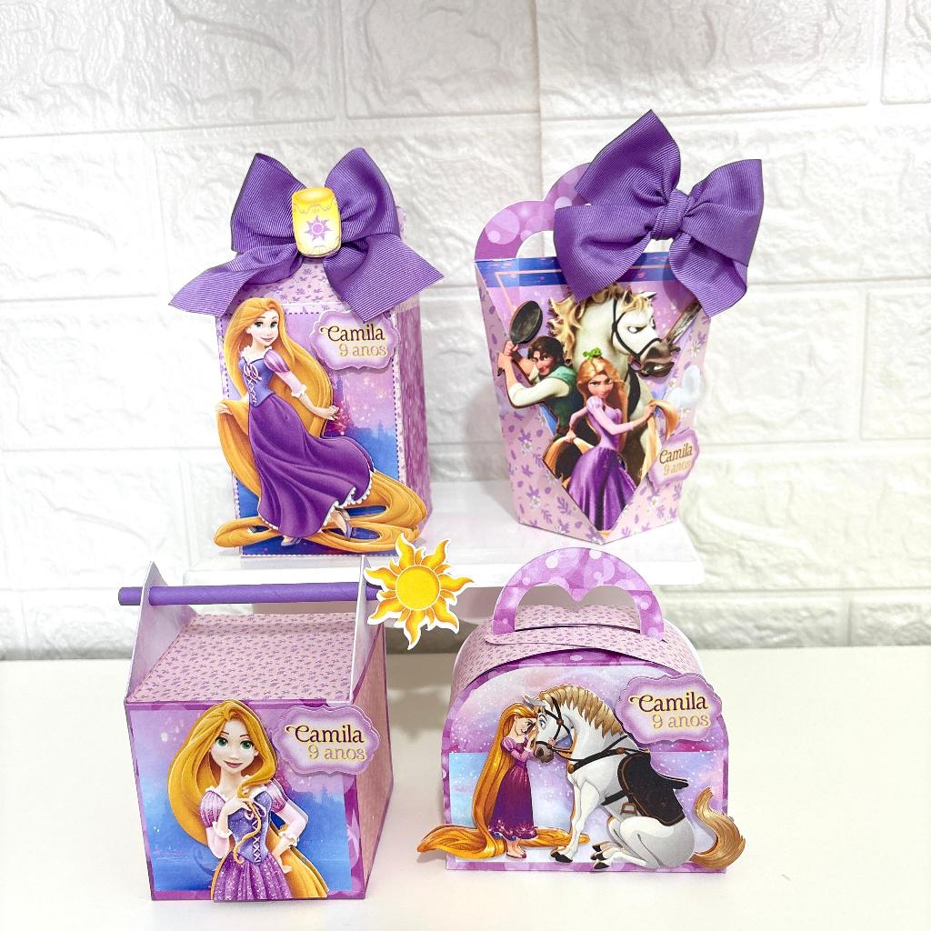 ENVIO RÁPIDO Kit para festa Rapunzel Erolados Personalizados Aniversário  Lembrancinhas Caixa Milk Decoração