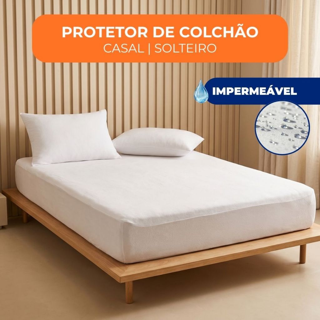 Protetor de Colchão Capa Protetora Impermeável Anti Ruídos Casal Solteiro Com Elástico
