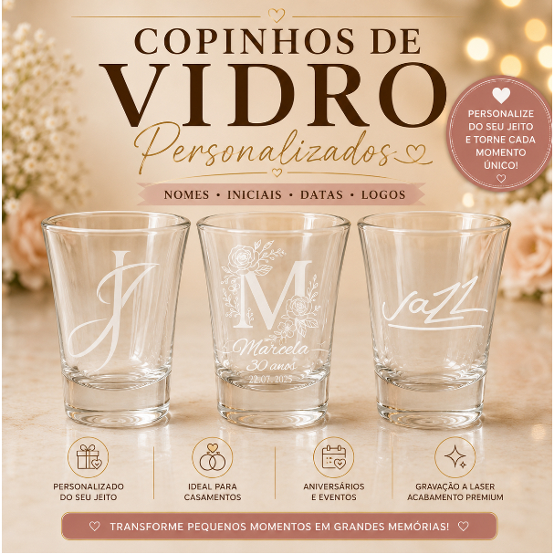 Kit 6 Copos Shot Personalizados a laser Para Festas Casamento Balada Restaurante Lembrancinha de Casamento Aniversario
