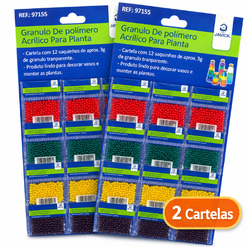 Kit 2 Cartelas Bolinhas de Gel Crescem na Água Para Plantas - Coloridas - Hidratante - Não Tóxico