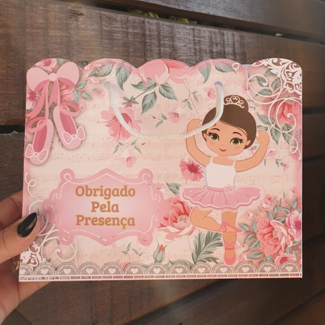 Sacolinha Personalizada Tema BAILARINA - PEGUE E MONTE – Lembrancinha Festa Infantil Aniversário PRONTA ENTREGA
