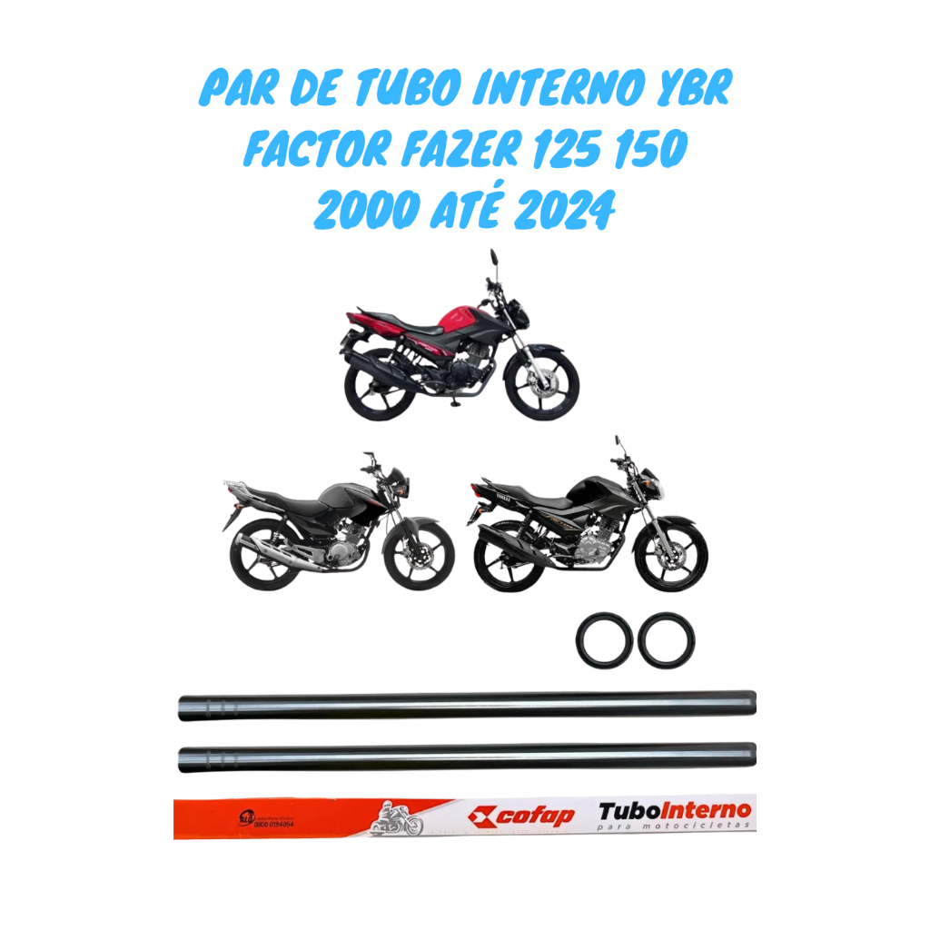 Imagem Par Tubo Interno Cilindro Bengala Yamaha YBR Factor 125 2000 até 2023 Original Cofap