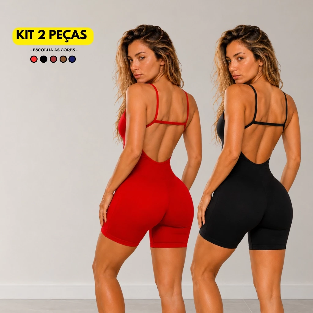 Kit 2 Macaquinho Fitness Feminino Alça Fina Modelador Premium