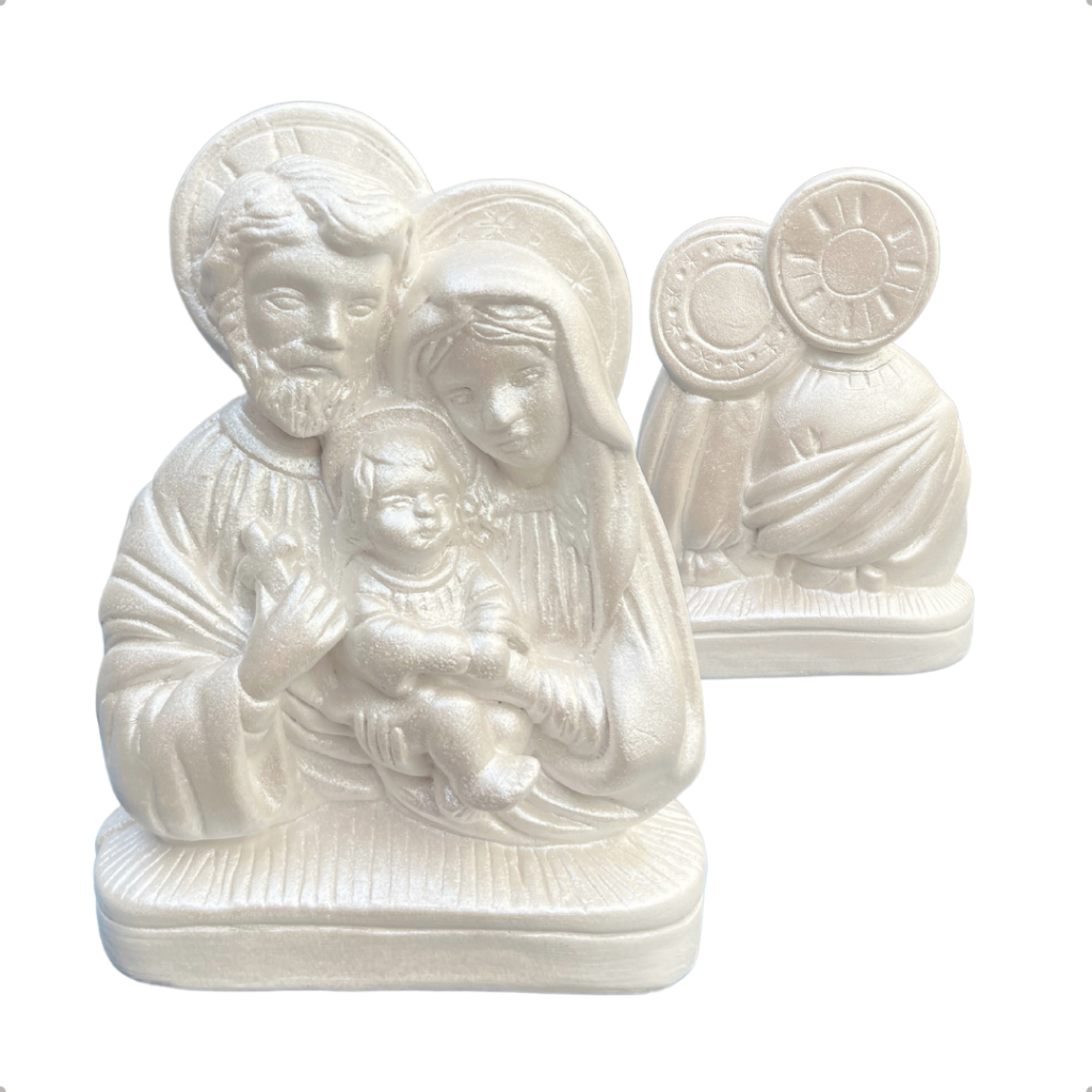 Kit 35 Sagrada Família 12cm Lembrancinha de Casamento e Batizado Branca Perolada