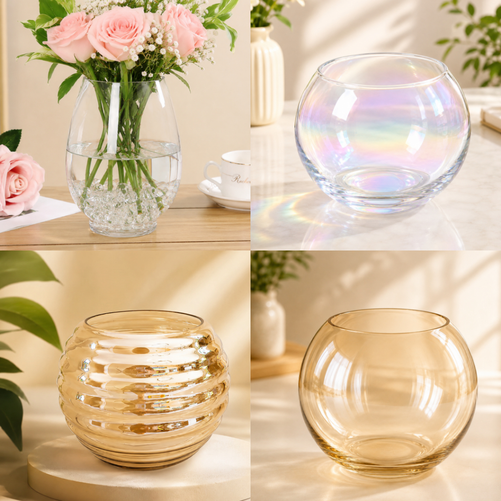 Vaso tipo Aquário redondo de vidro MODELOS DIVERSOS decorativo para Plantas terrário Multiuso vaso solitário