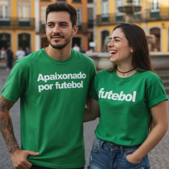 Kit Casal Combinando Apaixonado Por Futebol Presente Dia Dos Namorados Copa do Mundo Jogo Brasil