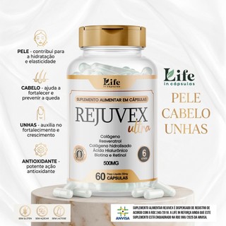 Rejuvex Ultra - 60 Capsulas - Colágeno Resveratrol Ácido Hialurônico  | Pele Firme e Saudável