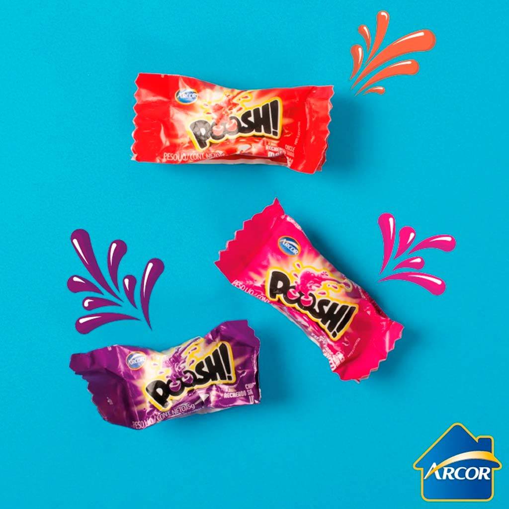 Kit com 4cx Chiclete Poosh 1 Morango, 1 Fruta, 1 Hortelã e 1 Uva c/40 - Arcor · foto 2
