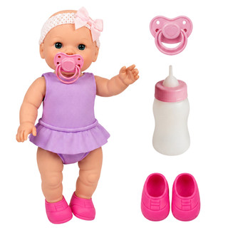 Boneca Vestido com Mamadeira e Acessórios Infantil Pequena Reborn