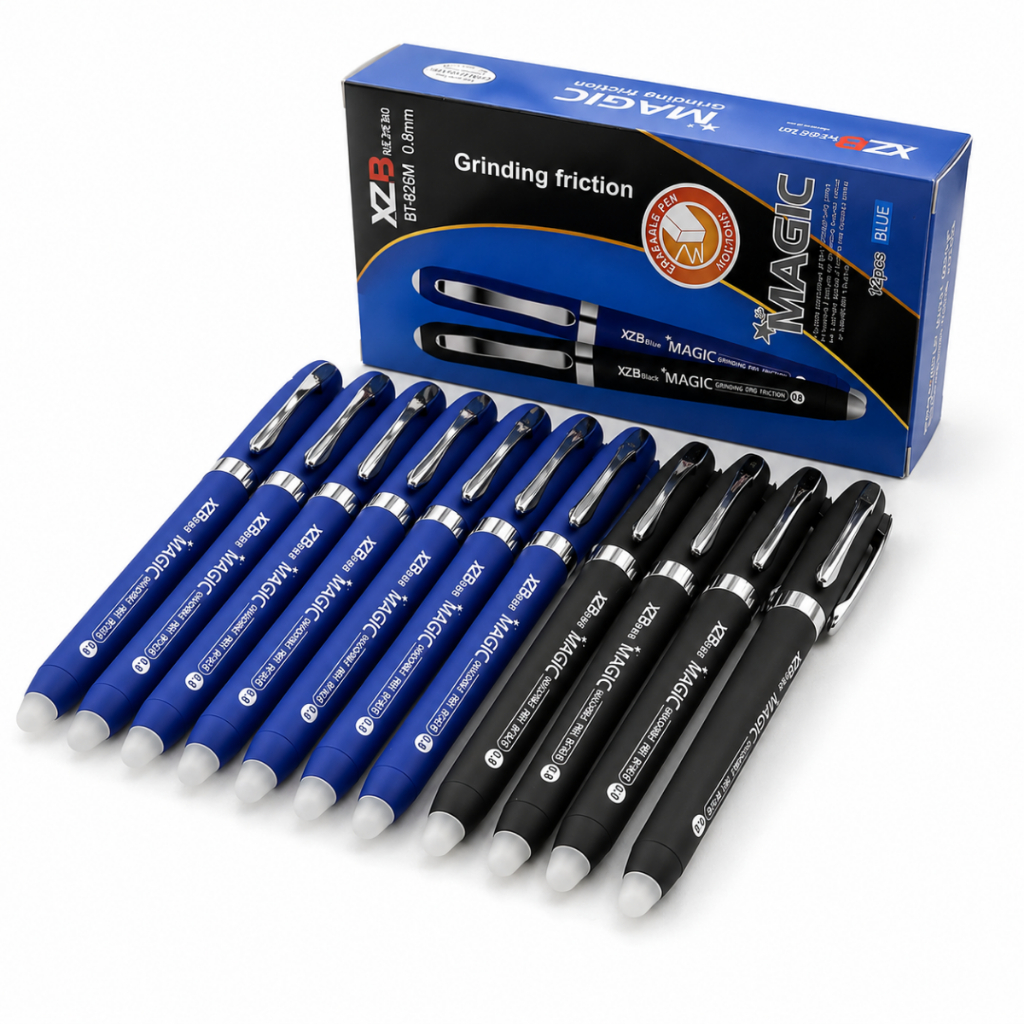 Caneta Mágica Apagável Ponta 0,8mm Caixa 6/12 unidades Azul E Preta Esferográfica
