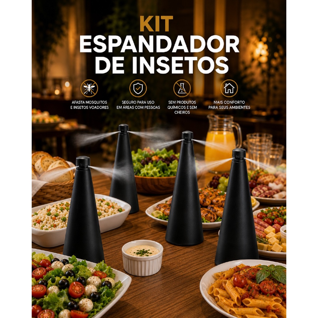 Kit  Espanta Mosca Repelente Ventilador De Moscas Para Mesa Restaurante Bar Refeição Casa Almoço Jantar