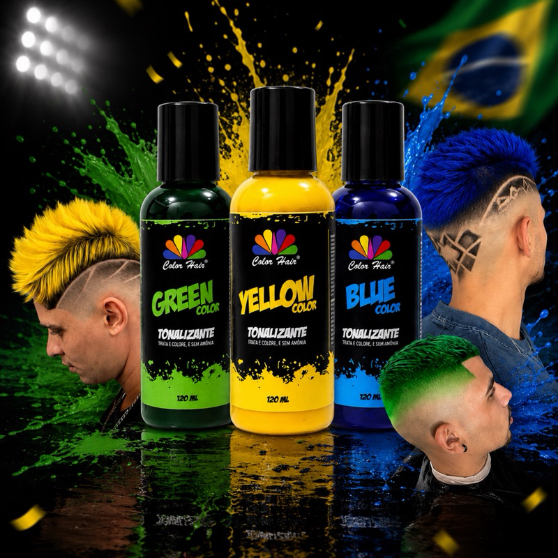 KIT 3 CORES ( Azul, Verde, Amarelo ) Color Hair