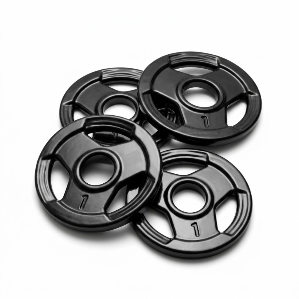 KIT 4 ANILHAS DE 1KG EMBORRACHADAS SPORT TREINO PESO ACADEMIA MUSCULAÇÃO FITNESS CROSSFIT CASA GYM