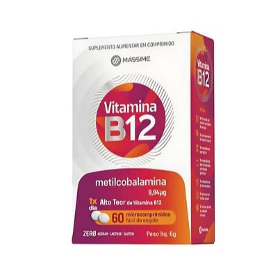 Vitamina B12 9,94MCG - 60 Microcomprimidos - Alto Teor B12 - Massime