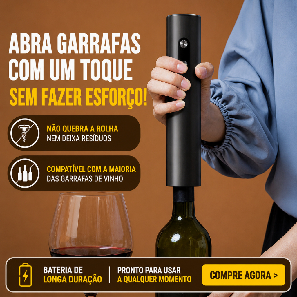 Abridor Elétrico de Vinho Automático Recarregável Sem Fio Saca-Rolhas Profissional