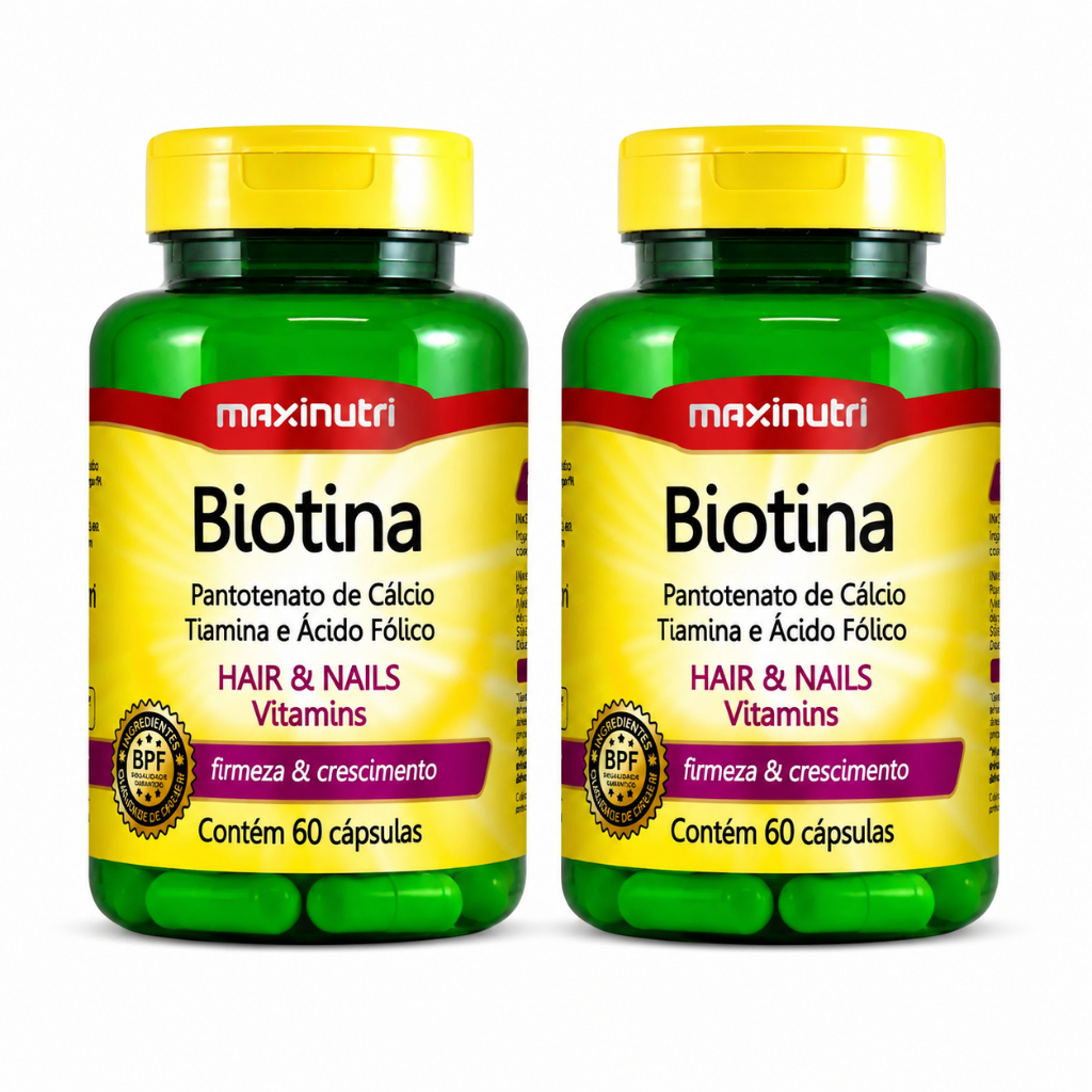 Kit Biotina Maxinutri - Suplemento Cabelos e Unhas c/ 60 cápsulas