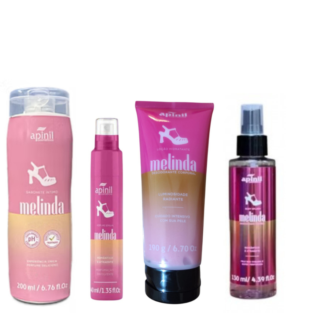 Sabonete íntimo + Perfume íntimo de calcinha + Hidratante corporal + Body splash Melinda - Apinil