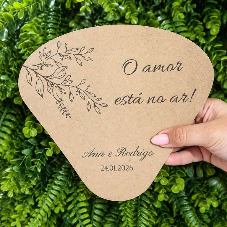 Kit 60 unidades Ventarola em Kraft - Personalizado para Casamentos