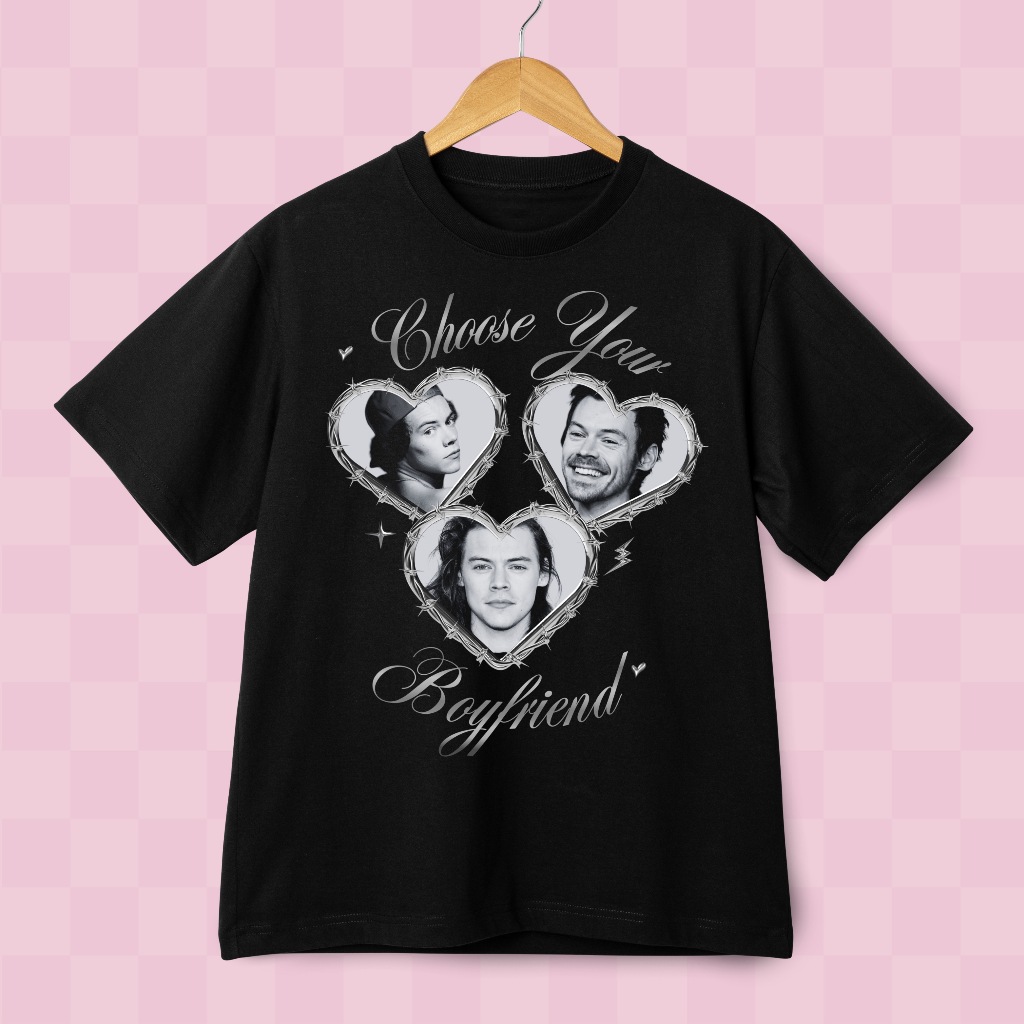 Camiseta Harry Styles Choose Your Boyfriend Algodão Estampa Alta Qualidade One Direction 1D Unissex