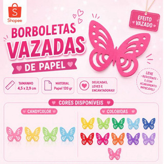 100 Borboleta de papel candy colors Pasteis Cores Claras