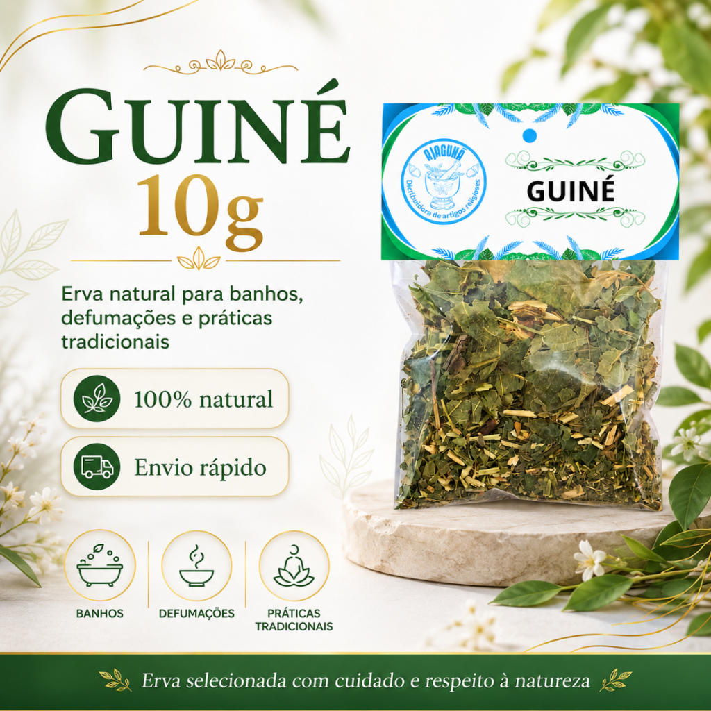Guiné 10g Erva Natural Para Banhos Defumação Limpeza e Proteção