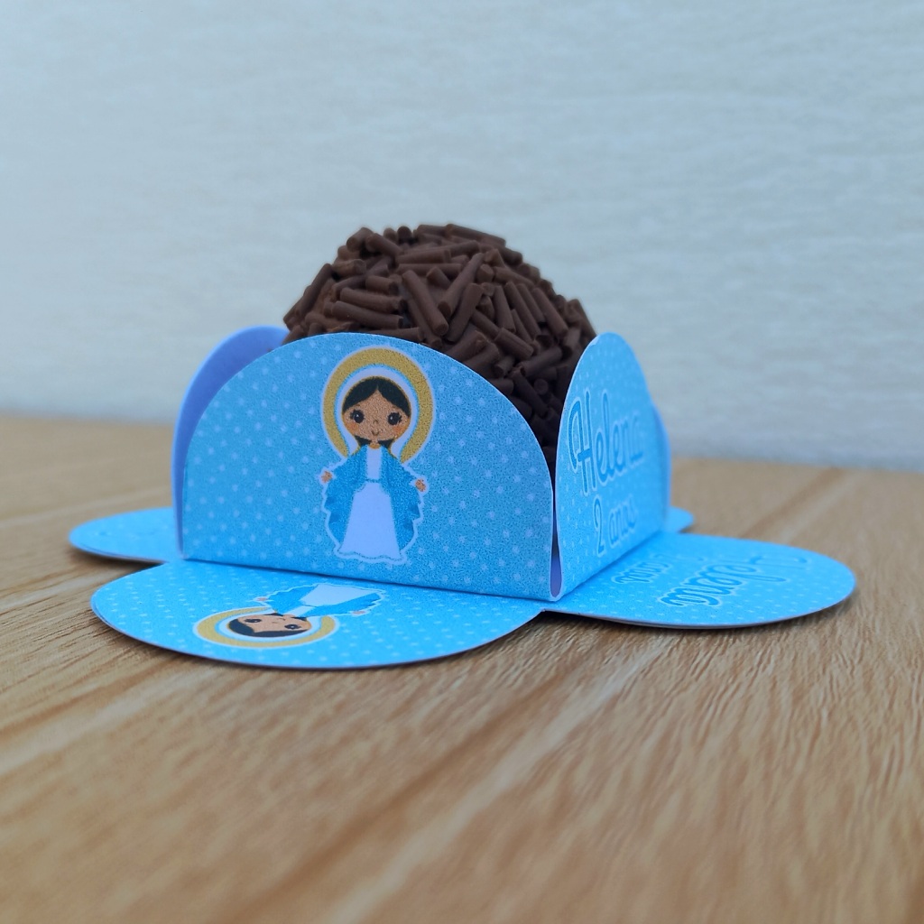 Forminha de Doce Brigadeiro Personalizada Nossa Senhora das Graças - 4 pétalas / Festa de aniversário / Lembrancinha
