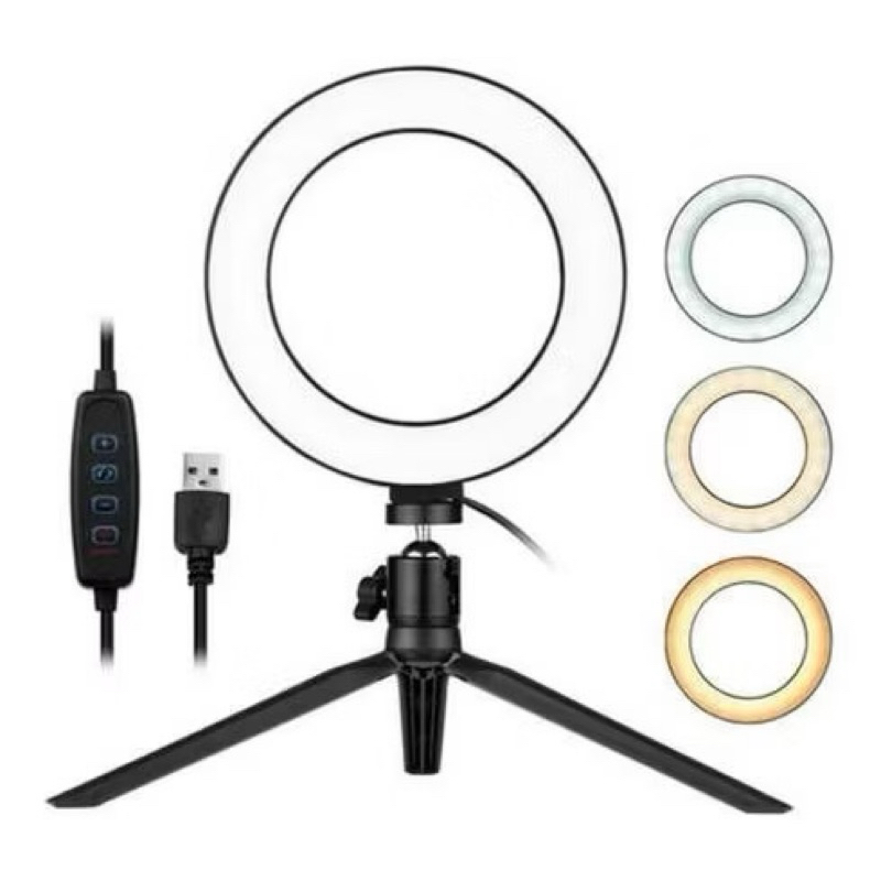 Ring Light Led Mesa Iluminador Pequena Tripé 6 Polegada 16cm