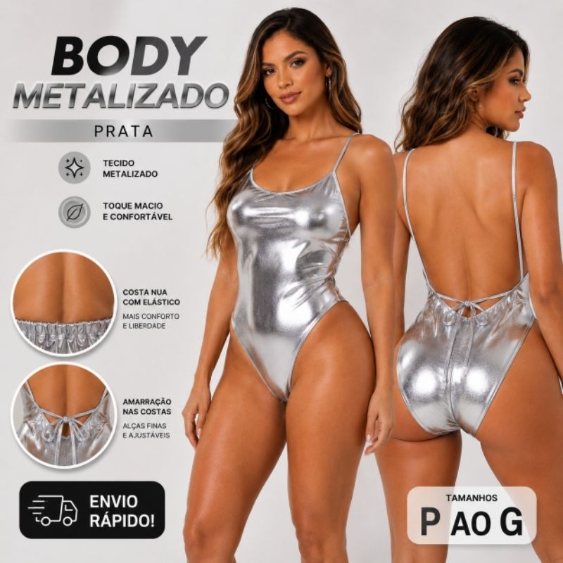 Body metalico blusa feminina brilhante de amarração - alza fina festa carnaval com fechos