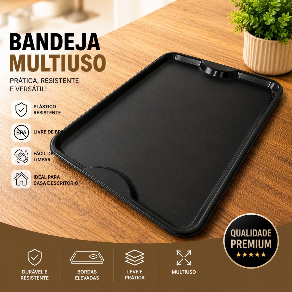 Kit Jogo 12 Bandeja Refeitório Fast Food Cozinha Cafe Plastica 48 x 33cm Loop
