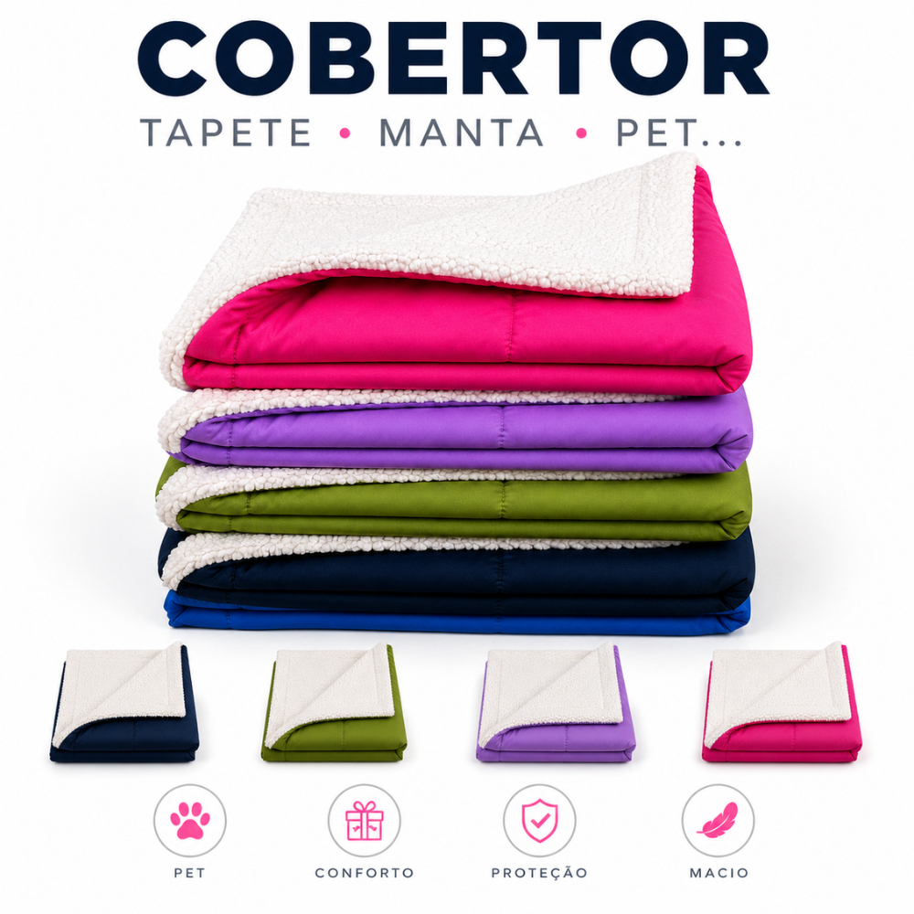 Manta Pet Dupla Face Sherpa Cobertor Pet Luxo Quentinho Tapetinho Pet Premium Para Cachorro e Gato