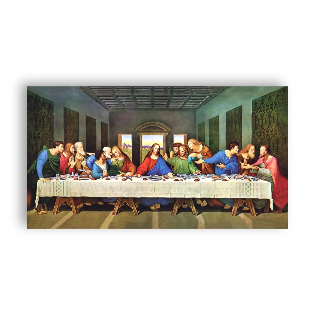 Quadro Santa Ceia Vintage Jesus Religioso Última Ceia Leonardo Da Vinci