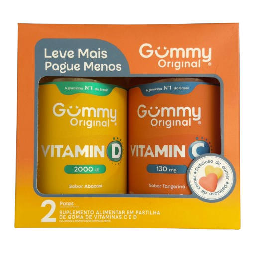 Kit 2 Potes Gummy Vitamin Vitamina C + Vitamina D