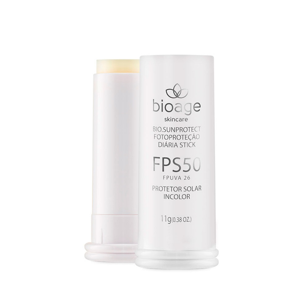 Protetor Solar em Bastão BioAge Bio SunProtect FPS 50 Stick Incolor Ácido Hialurônico Toque Seco Resistente à Água 11g