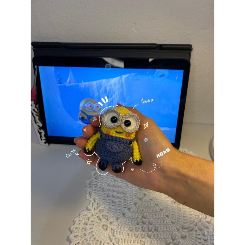 minion chaveiro de crochê amigurumi fofo feito a mão
