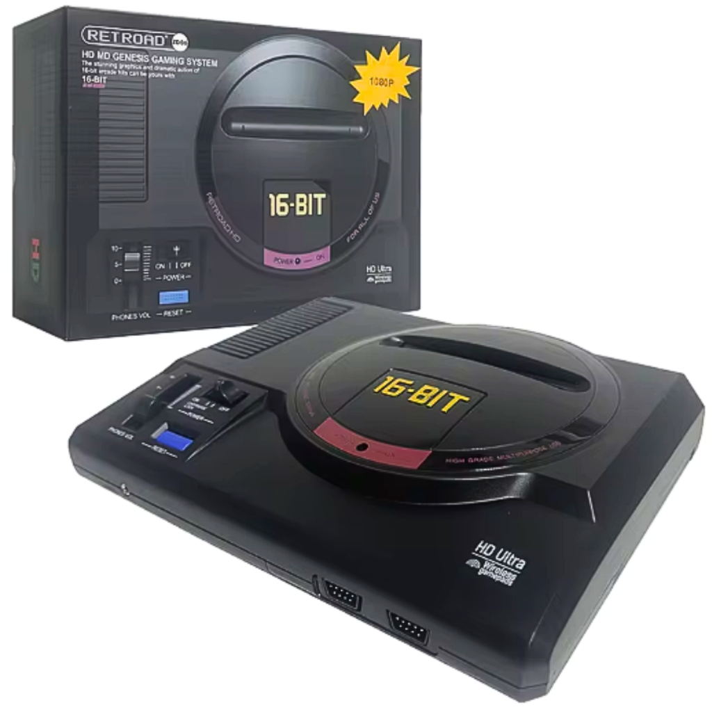 Retroad ZD06 Console compatível com Mega Drive, Sega Genesis com Imagem HD + 2 Controles sem Fio