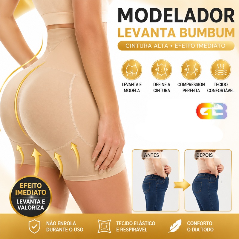 Short Modelador Quadris com Elevação e Enchimento para Mulheres Sem Costura e Respirável para Curvas